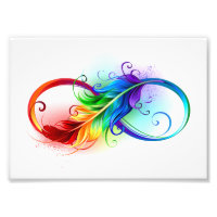 Infinity Symbol with Rainbow Feather
