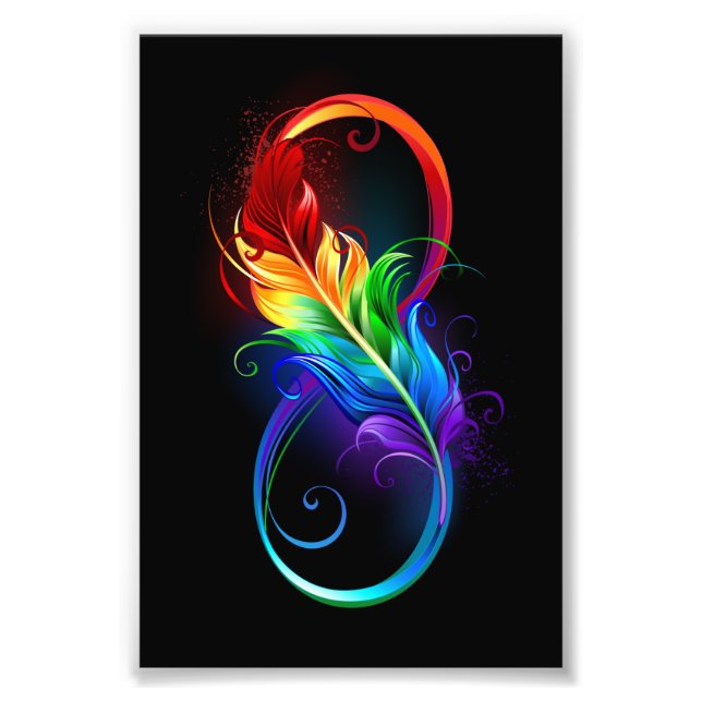 Infinity Symbol with Rainbow Feather Photo Print (Front)