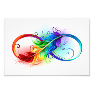 Infinity Symbol with Rainbow Feather Photo Print
