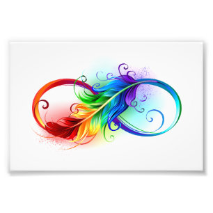 Infinity Symbol with Rainbow Feather Photo Print