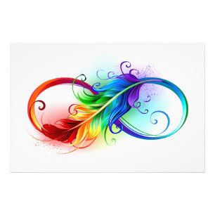 Infinity Symbol with Rainbow Feather Photo Print