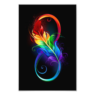 Infinity Symbol with Rainbow Feather Photo Print
