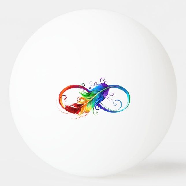 Infinity Symbol with Rainbow Feather Ping Pong Ball (Front)