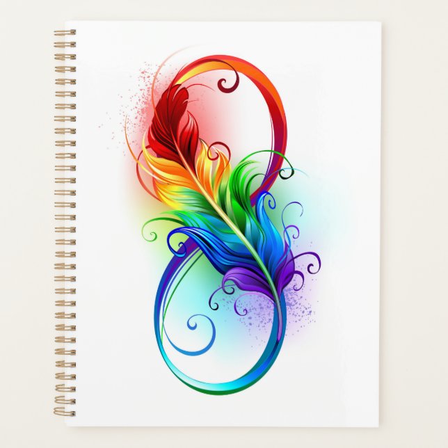 Infinity Symbol with Rainbow Feather Planner (Front)