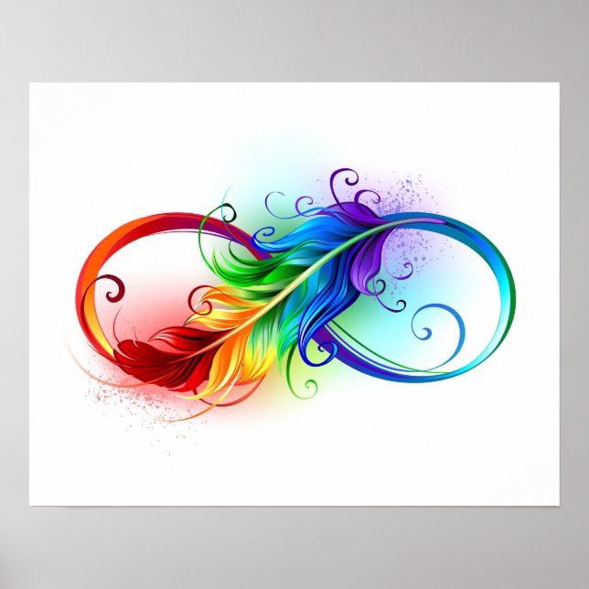 Infinity Symbol with Rainbow Feather Poster (Front)