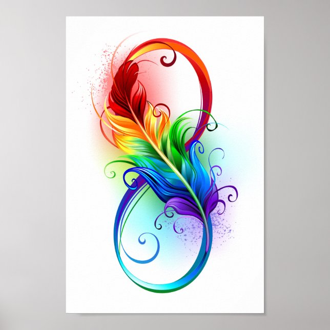Infinity Symbol with Rainbow Feather Poster (Front)