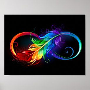 Infinity Symbol with Rainbow Feather Poster