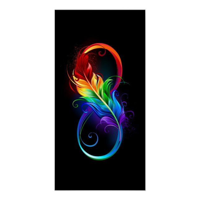 Infinity Symbol with Rainbow Feather Poster (Front)