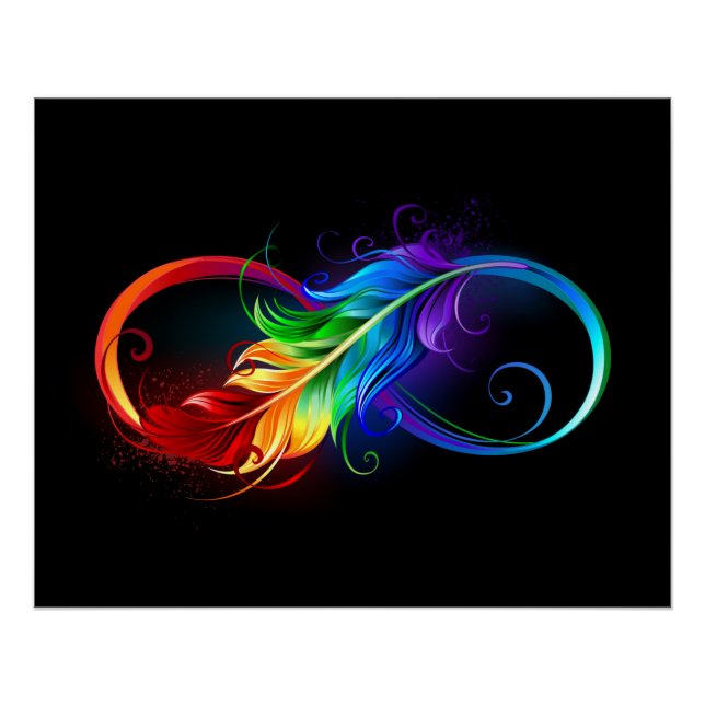 Infinity Symbol with Rainbow Feather Poster (Front)