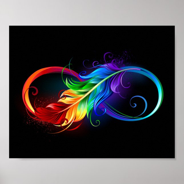 Infinity Symbol with Rainbow Feather Poster (Front)