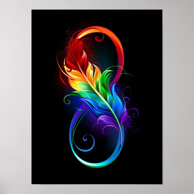 Infinity Symbol with Rainbow Feather Poster (Front)