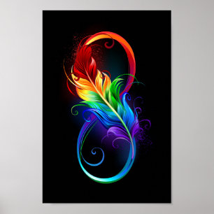 Infinity Symbol with Rainbow Feather Poster