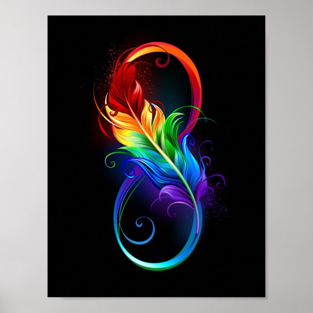 Infinity Symbol with Rainbow Feather Poster (Front)