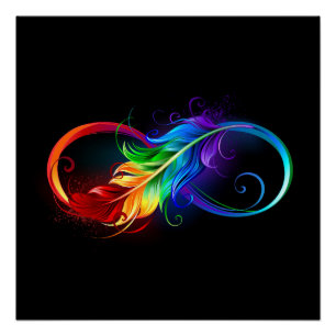 Infinity Symbol with Rainbow Feather Poster