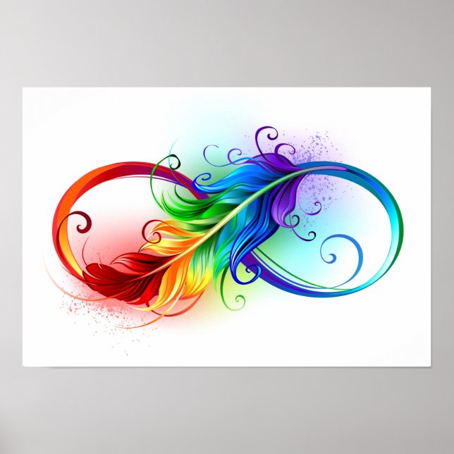 Infinity Symbol with Rainbow Feather Poster (Front)