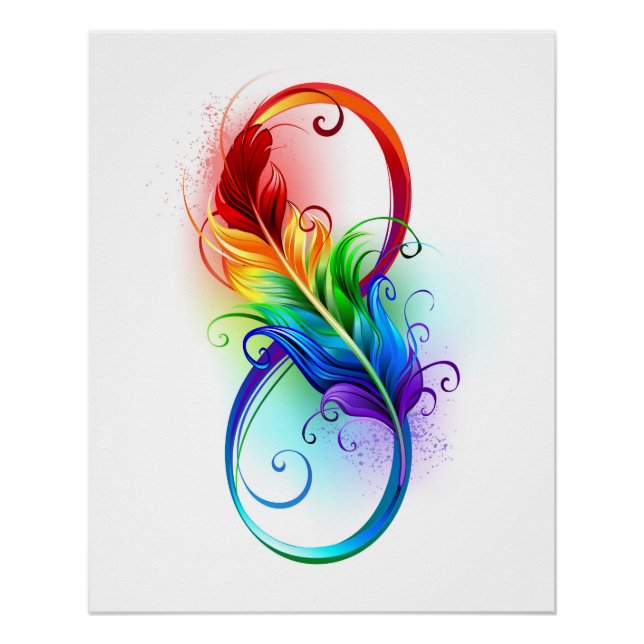 Infinity Symbol with Rainbow Feather Poster (Front)