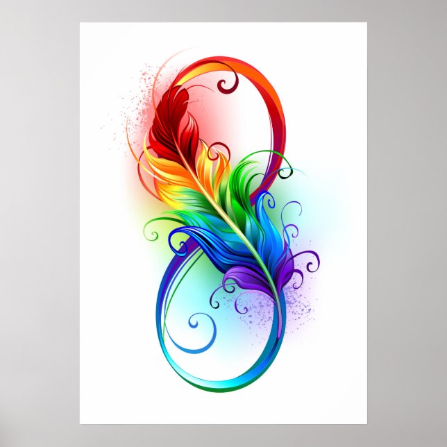 Infinity Symbol with Rainbow Feather Poster (Front)