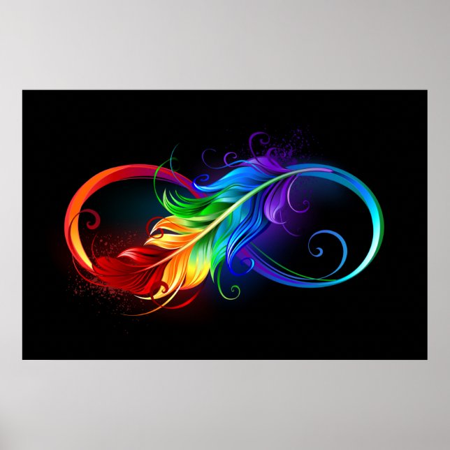 Infinity Symbol with Rainbow Feather Poster (Front)