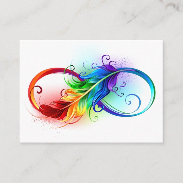 Infinity Symbol with Rainbow Feather Referral Card (Front)