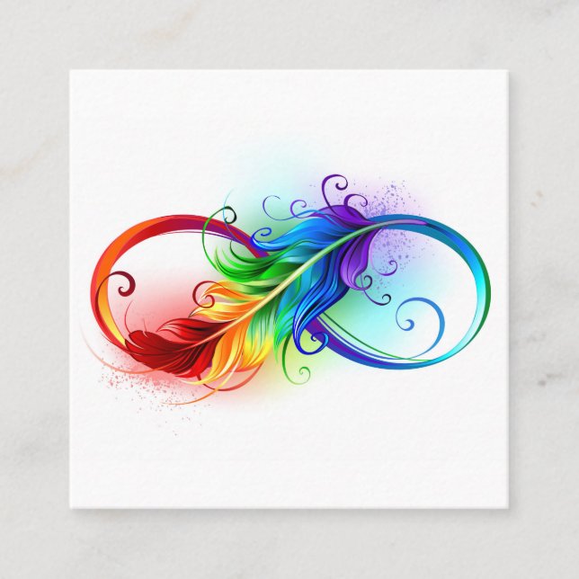 Infinity Symbol with Rainbow Feather Referral Card (Front)