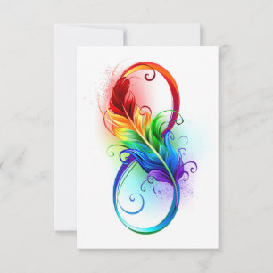 Infinity Symbol with Rainbow Feather RSVP Card
