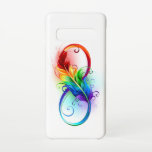 Infinity Symbol with Rainbow Feather Samsung Galaxy Case<br><div class="desc">Artistically drawn infinity symbol with beautiful rainbow feather on white background. Tattoo style.</div>