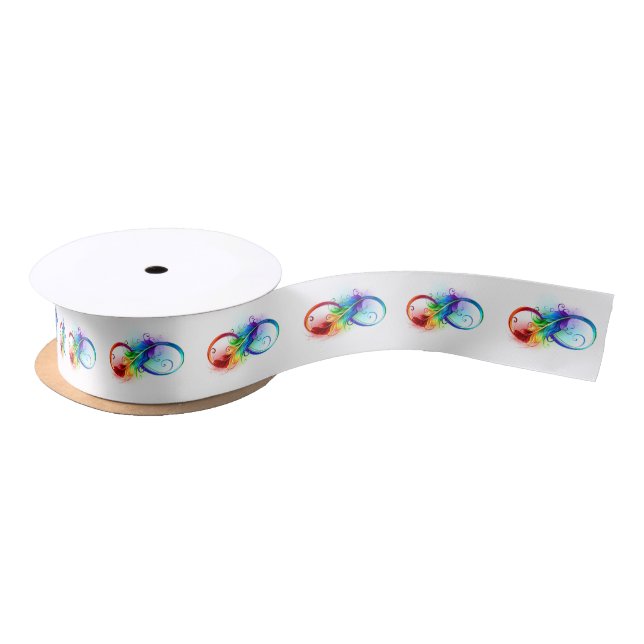 Infinity Symbol with Rainbow Feather Satin Ribbon (Spool)