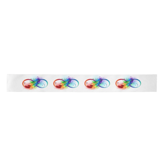 Infinity Symbol with Rainbow Feather Satin Ribbon (Front)