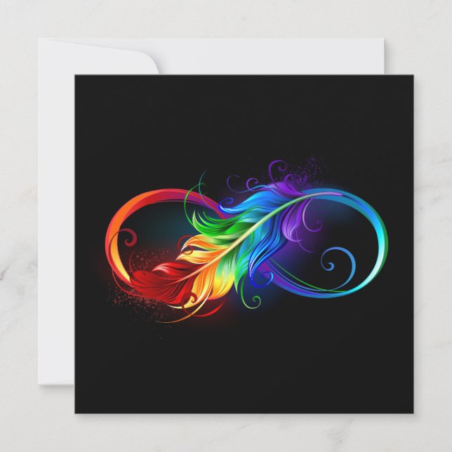 Infinity Symbol with Rainbow Feather Save The Date (Front)