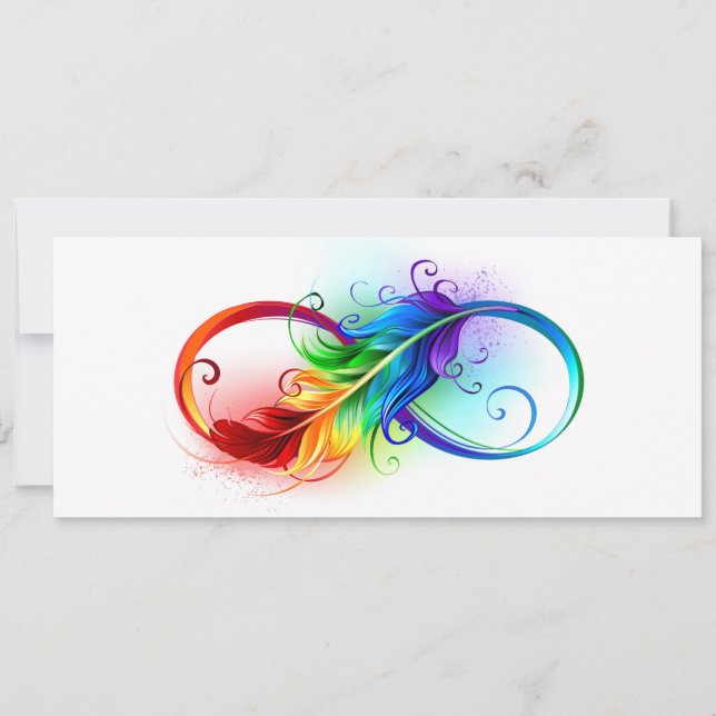 Infinity Symbol with Rainbow Feather Save The Date (Front)