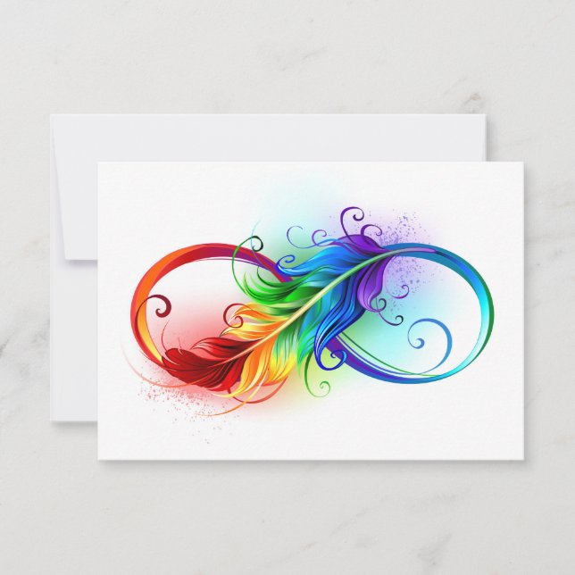 Infinity Symbol with Rainbow Feather Save The Date (Front)