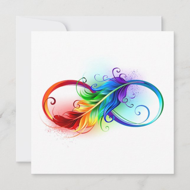Infinity Symbol with Rainbow Feather Save The Date (Front)