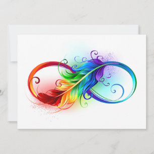 Infinity Symbol with Rainbow Feather Save The Date
