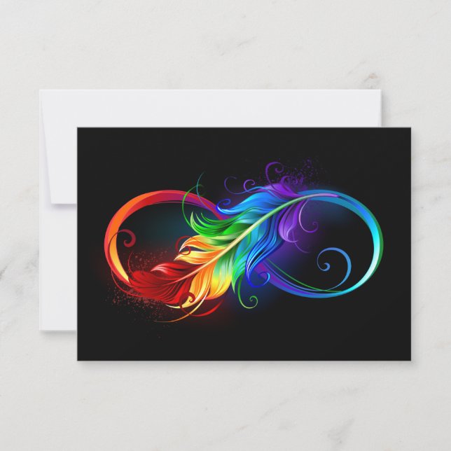 Infinity Symbol with Rainbow Feather Save The Date (Front)