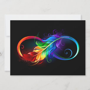 Infinity Symbol with Rainbow Feather Save The Date