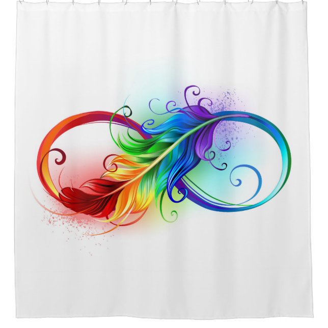 Infinity Symbol with Rainbow Feather Shower Curtain (Front)