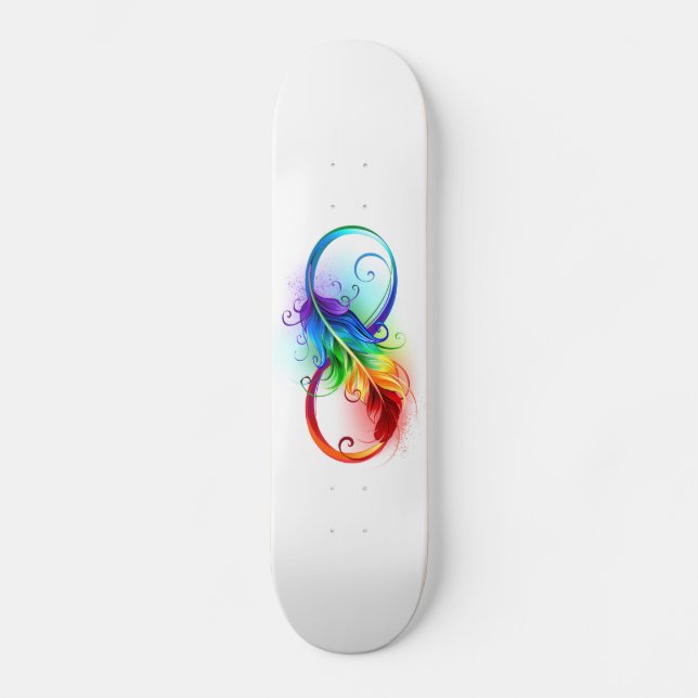 Infinity Symbol with Rainbow Feather Skateboard (Front)