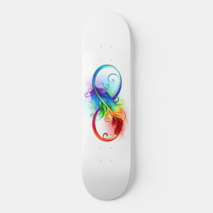Infinity Symbol with Rainbow Feather Skateboard
