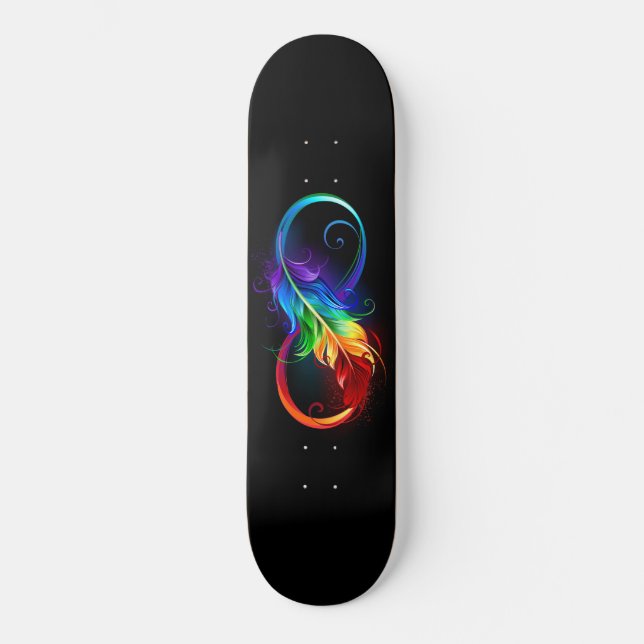 Infinity Symbol with Rainbow Feather Skateboard (Front)