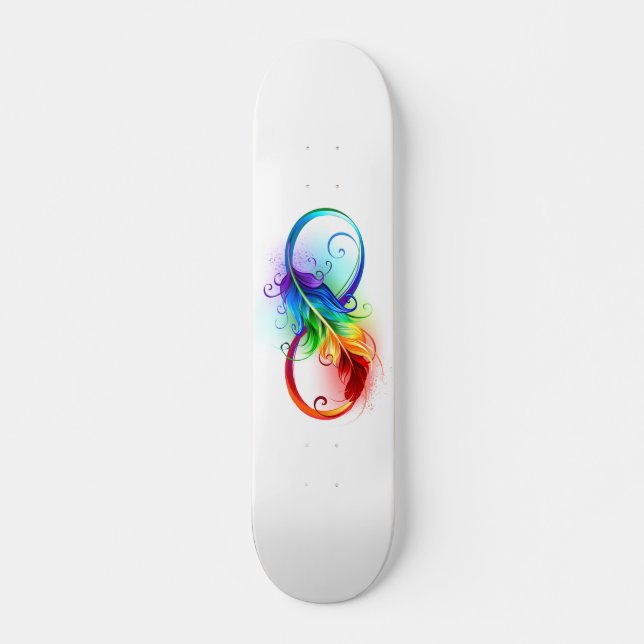 Infinity Symbol with Rainbow Feather Skateboard (Front)