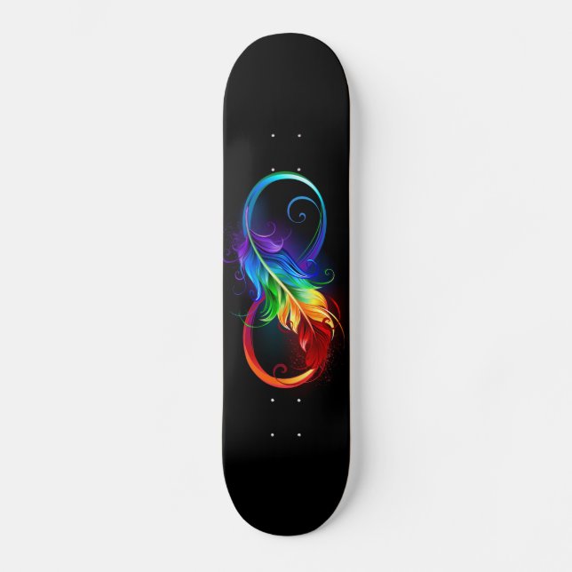 Infinity Symbol with Rainbow Feather Skateboard (Front)