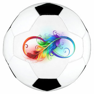 Infinity Symbol with Rainbow Feather Soccer Ball