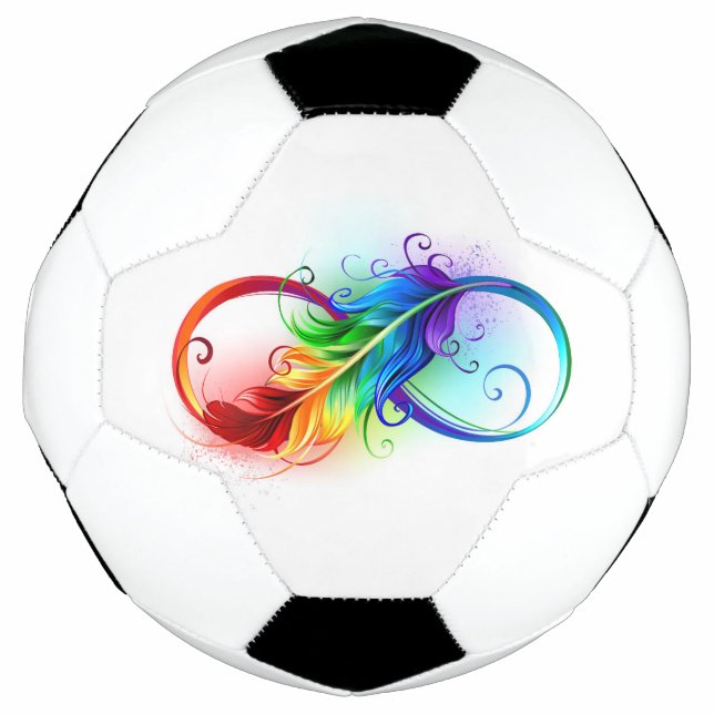 Infinity Symbol with Rainbow Feather Soccer Ball (Front)