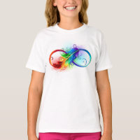Infinity Symbol with Rainbow Feather