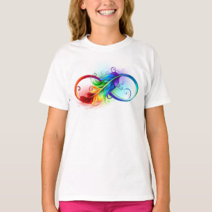 Infinity Symbol with Rainbow Feather T-Shirt