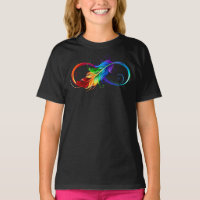 Infinity Symbol with Rainbow Feather