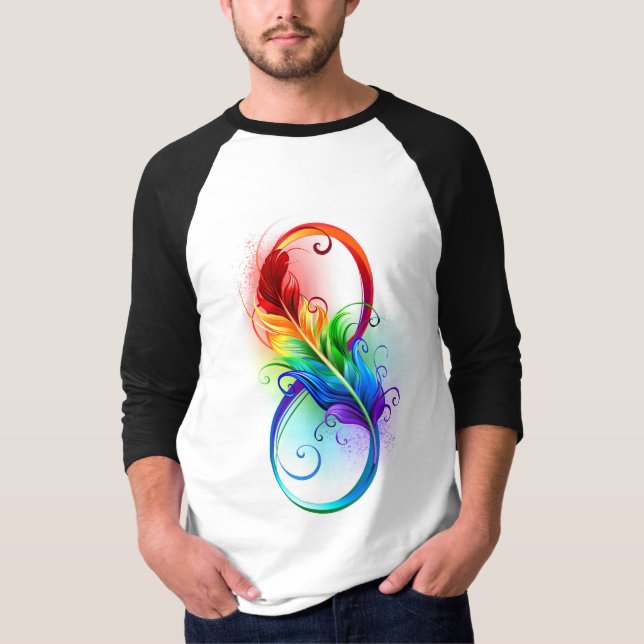 Infinity Symbol with Rainbow Feather T-Shirt (Front)