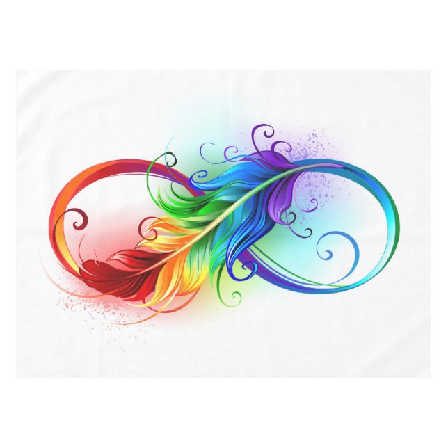 Infinity Symbol with Rainbow Feather Tablecloth (Front (Horizontal))