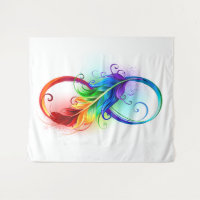 Infinity Symbol with Rainbow Feather