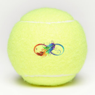 Infinity Symbol with Rainbow Feather Tennis Balls